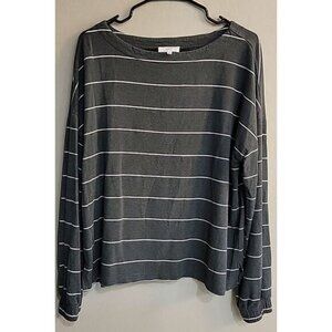 Soma Weekend Collection‎ womens long sleeve shirt Size Large gray white striped